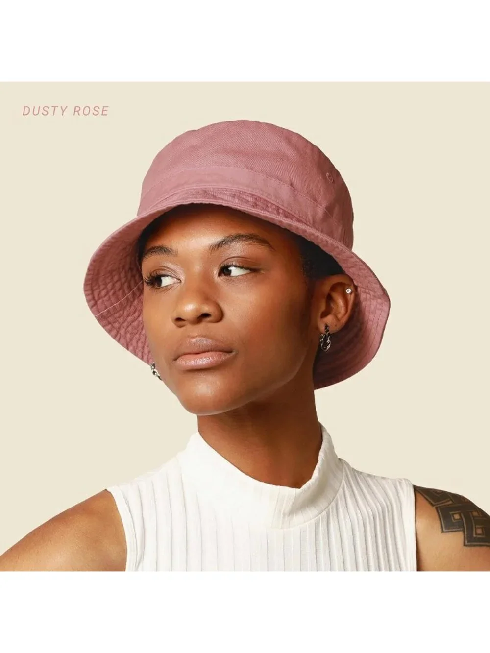 Unisex Dusty Rose Cotton Summer Sun Boonie Style Beach Golf Fishing Bucket Hat